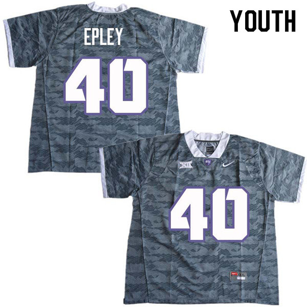 Youth #40 Michael Epley TCU Horned Frogs College Football Jerseys Sale-Gray - Click Image to Close